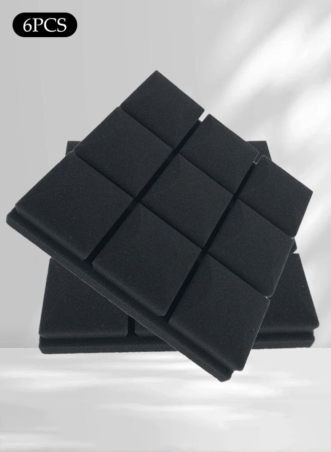 DUNISO ألواح صوتية، 6 قطع من رغوة امتصاص الصوت، 5X30X30 سم، لوح امتصاص الصوت سريع الإصلاح، منزل، استوديو، لوح عازل للصوت عالي الكثافة ومقاوم للحريق، رغوة امتصاص الصوت بسماكة رأس الفطر، جدار، غرفة نوم، غرفة بيانو، كافيه، داخلي، ذاتية اللصق، لوح عازل للصوت - Image 1